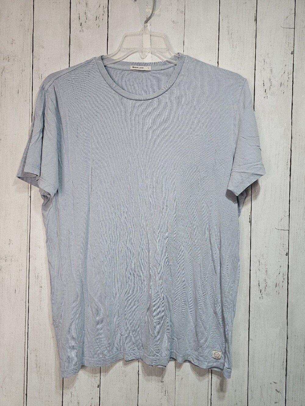 Marine Layer Men's Blue Gray Crewneck Tee Shirt Size Large Cotton Modal Blend.